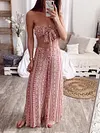 Lace-Up Strapless Wide Leg Suits