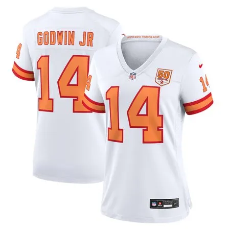 Women's '76 Tampa Bay Buccaneers #14 Chris Godwin Jr.  White 50th Season Game Jersey