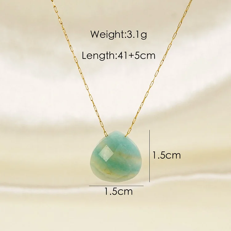 Olivenorma Natural Crystal Faceted Water Drop Pendant Necklace