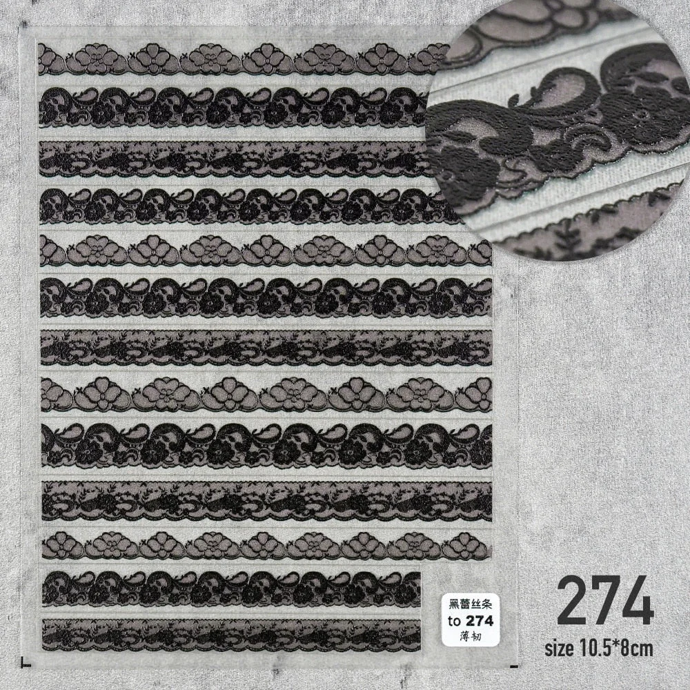 Beautizon 2021 New 3D Engraved Nail Stickers Checked pattern high quality Sticker Empaistic Butterfly Sticker