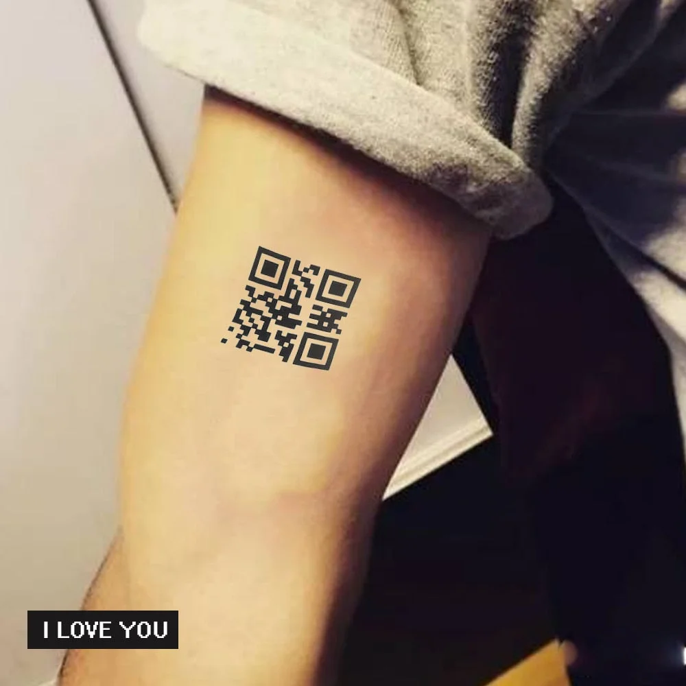 5 Pcs/Set Creative Love QR Code Fake Tattoo for Lovers Adults Wrist Body Art Waterproof Temporary Tattoo Sticker for Men Women