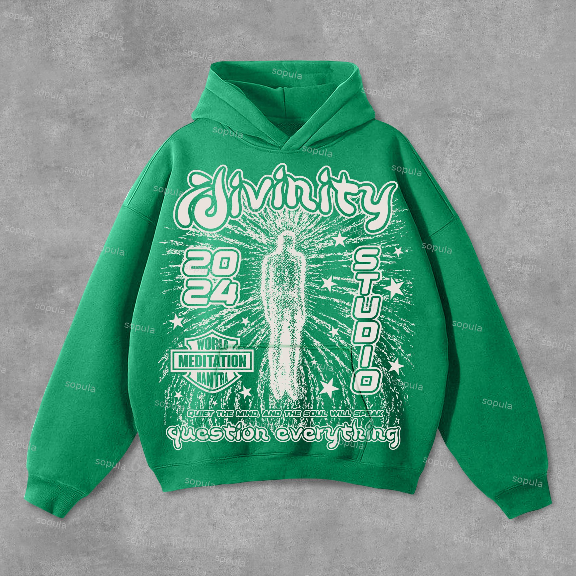 Sopula Divine Meditation No 88 Graphics Pocket Hoodie