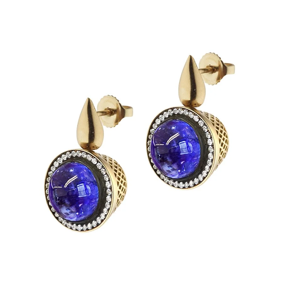 Vintage Blue Zircon Rhinestones Long Dangle Earrings for Women Antique Gold Color Drop Earring Women Party Jewelry Gift