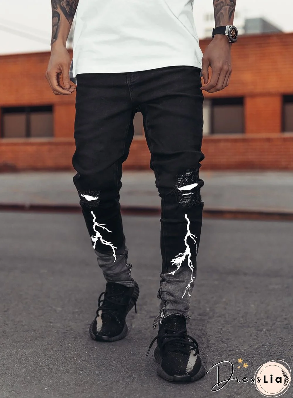 Lightning Denim Beam Pants Overalls Casual Trousers