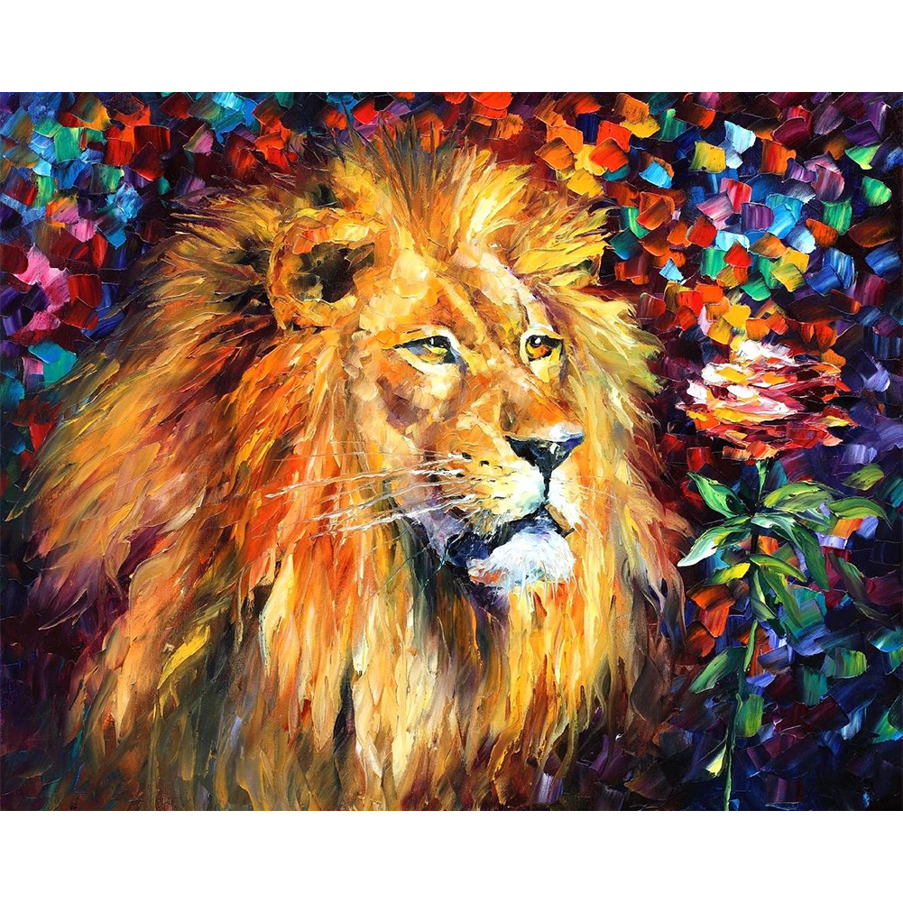 

40*30CM - Round Drill Diamond Painting - Male Lion, 501 Original