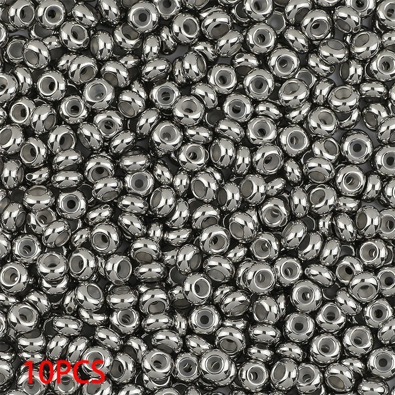 10 PCS/Package Diameter 10mm Diameter 6 Mm Diameter 8mm 304 Stainless Steel Solid Color Polished Beads Spacer Bars Jewelry Accessories