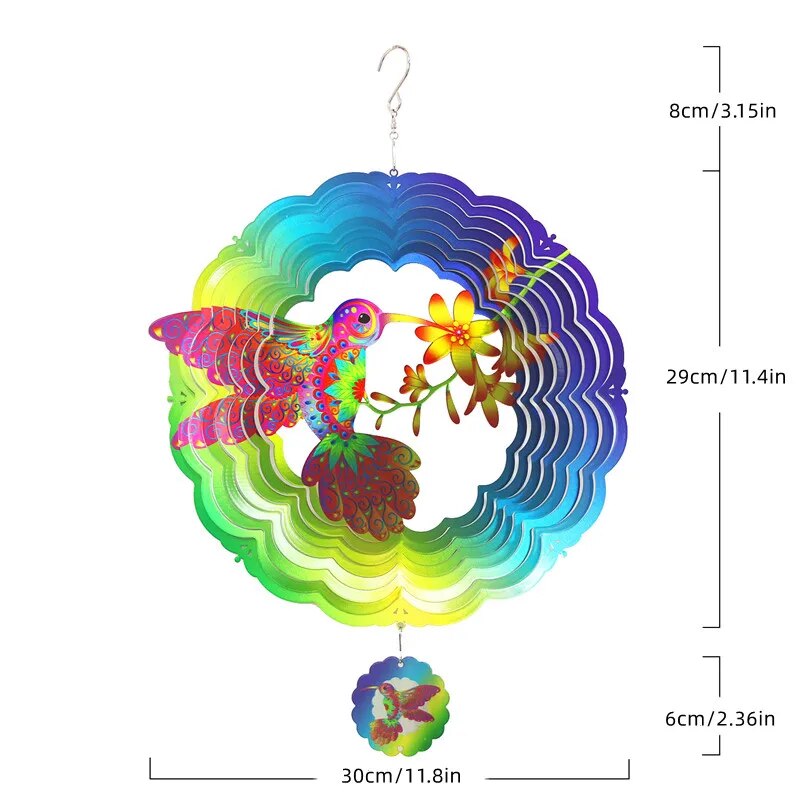 Tegooe Hummingbird 3D Metal Wind Spinner for Garden Patio Decor Tegooe