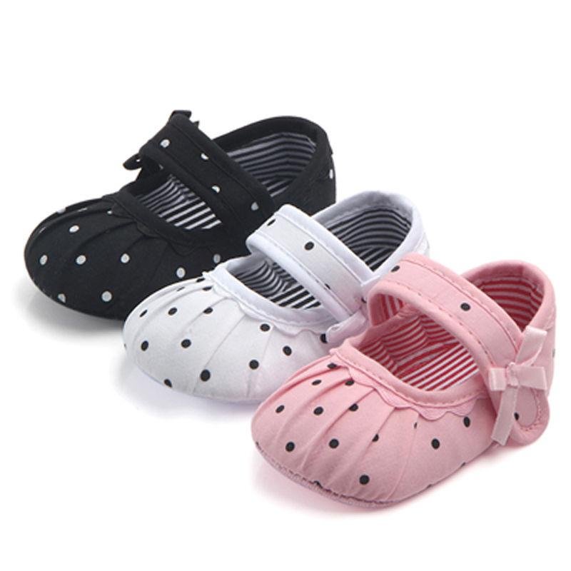 New Adorable Toddler Infant Newborn Baby Girl Flower Dot Shoes Crib Shoes Size 0-18 Months Baby shoes