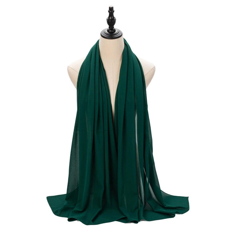 Hot Pearl Chiffon Yarn Muslim Women Hijab Silk Scarf Hui Turban Plain Long Scarf