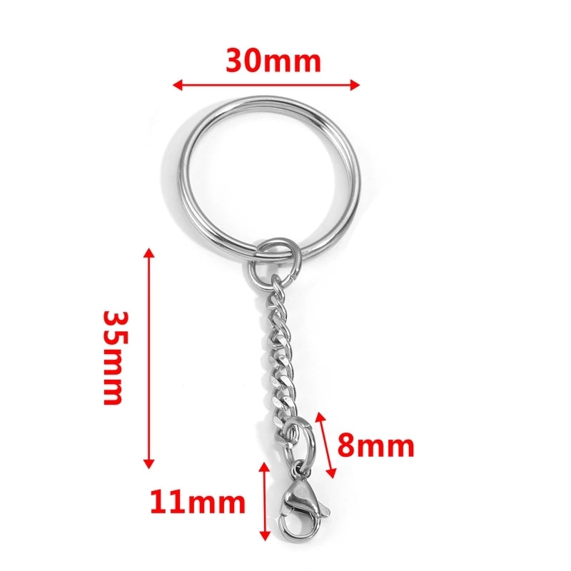 5 PCS/Package 25*35mm 30*35mm Stainless Steel Solid Color Polished Keychain Accessories
