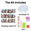 12Pcs Christmas Santa Claus Special Shape Diamond Panting Greeting Card