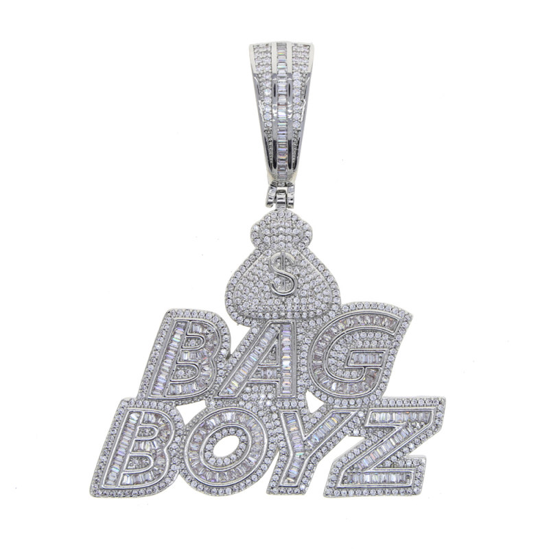 Iced Out Bag Boyz Pendant Necklace Dollar Symbol Money Zircon Jewelry-VESSFUL
