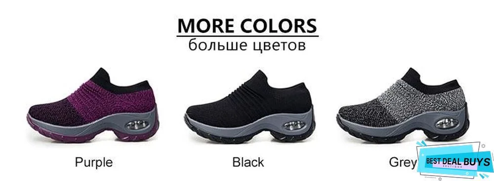 Women Breathable Mesh Slip-On Air Cushion Casual Sneaker Shoes