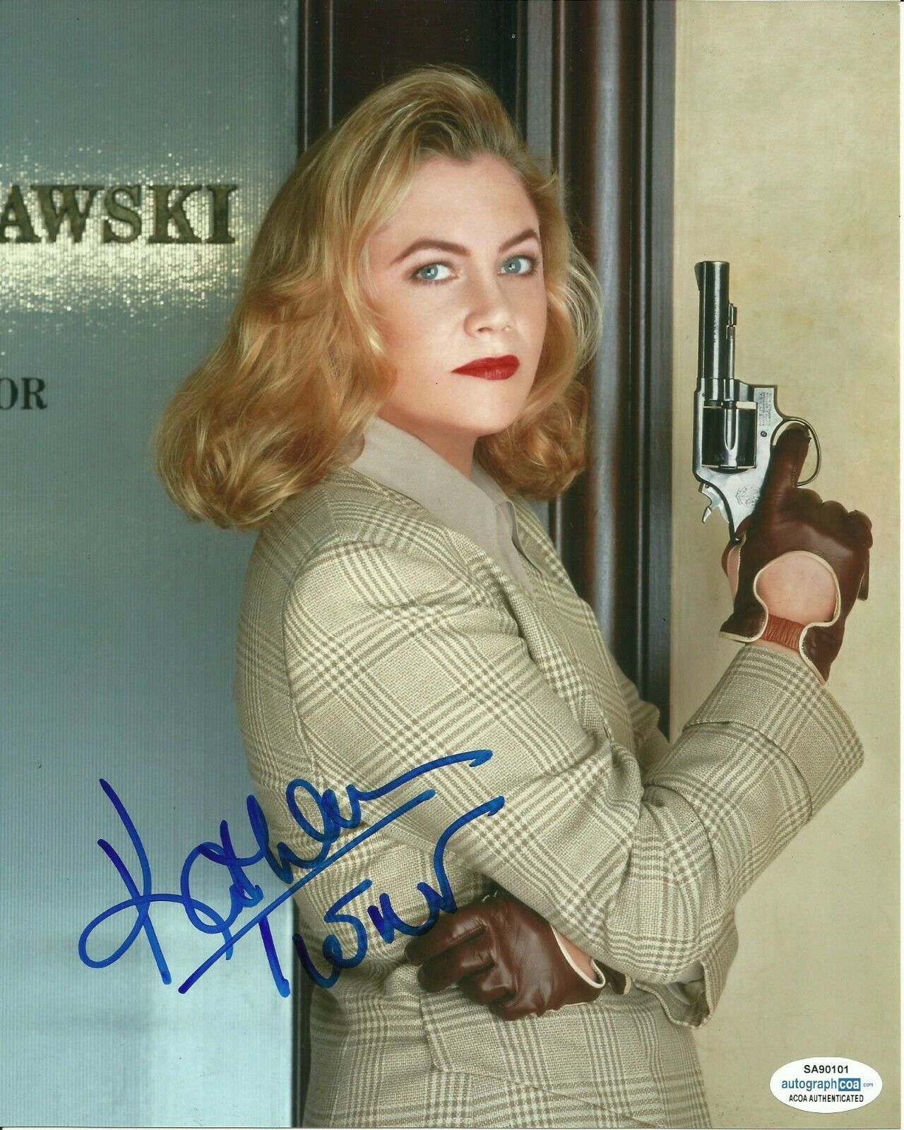 KATHLEEN TURNER SIGNED V.I. WARSHAWSKI Photo Poster painting UACC REG 242 ALSO ACOA CERTIFIED