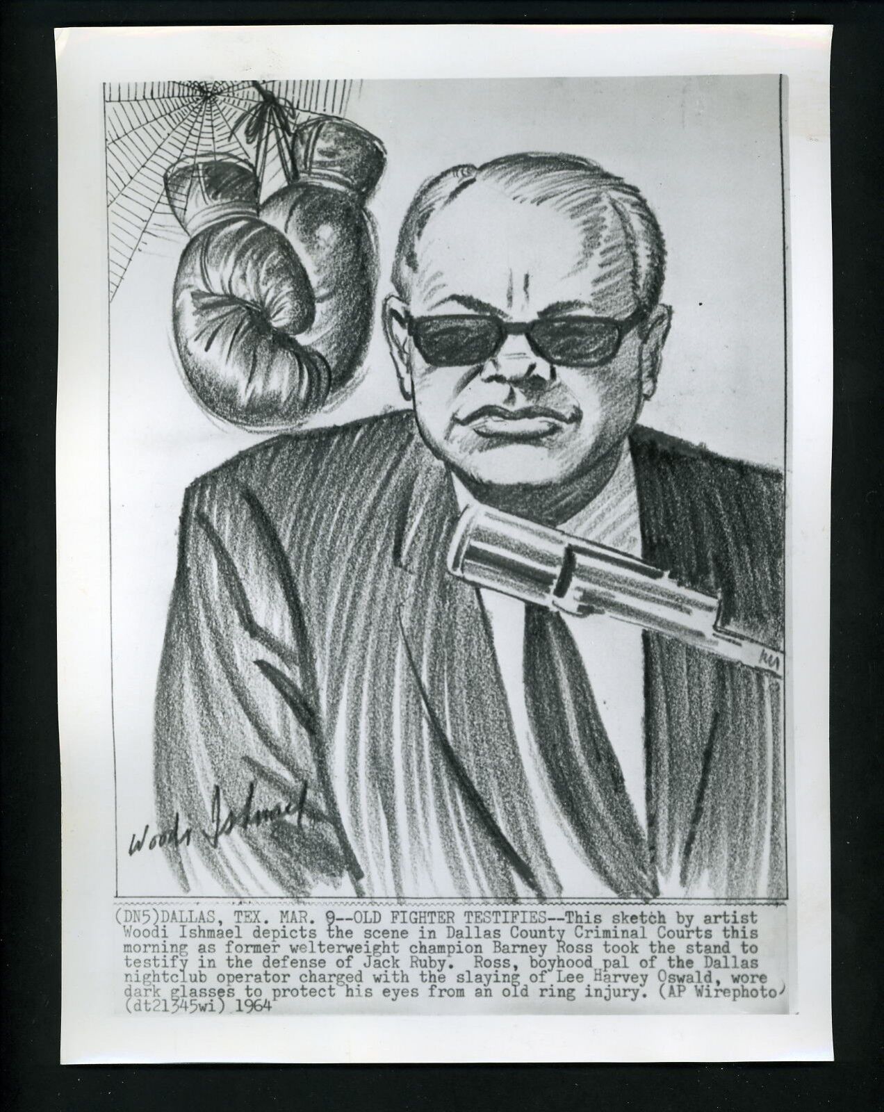 Barney Ross testifies in trial of Jack Ruby Lee Harvey Oswald 1964 Press Photo Poster painting