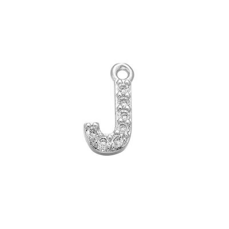 1 Piece 925 Sterling Silver Zircon 22K Gold Plated Rhodium Plated Letter Pendant Charms