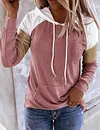 Color Block Lace Up Kangaroo Pocket Sweatshirt
