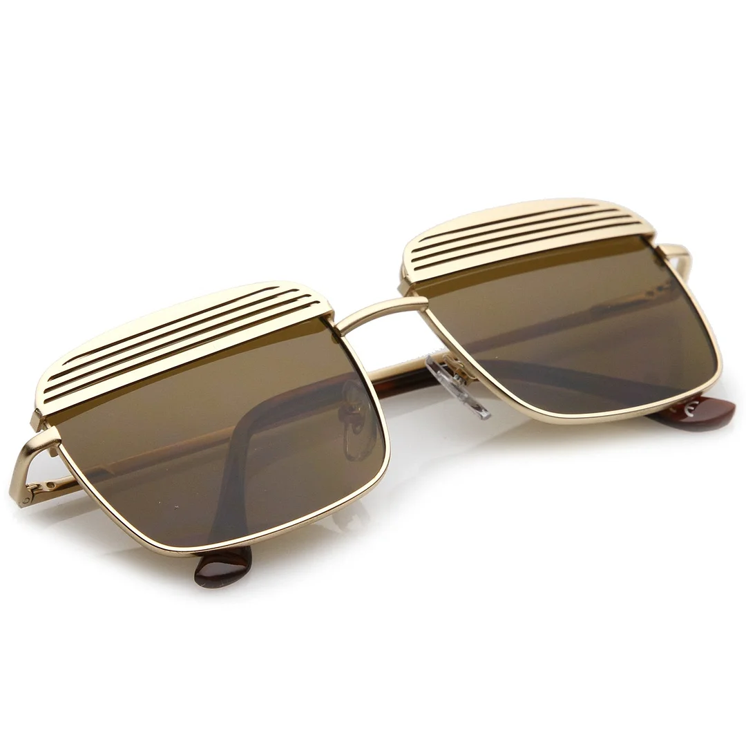 Modern Ultra Slim Arms Metal Cover Super Flat Lens Square glasses 53mm