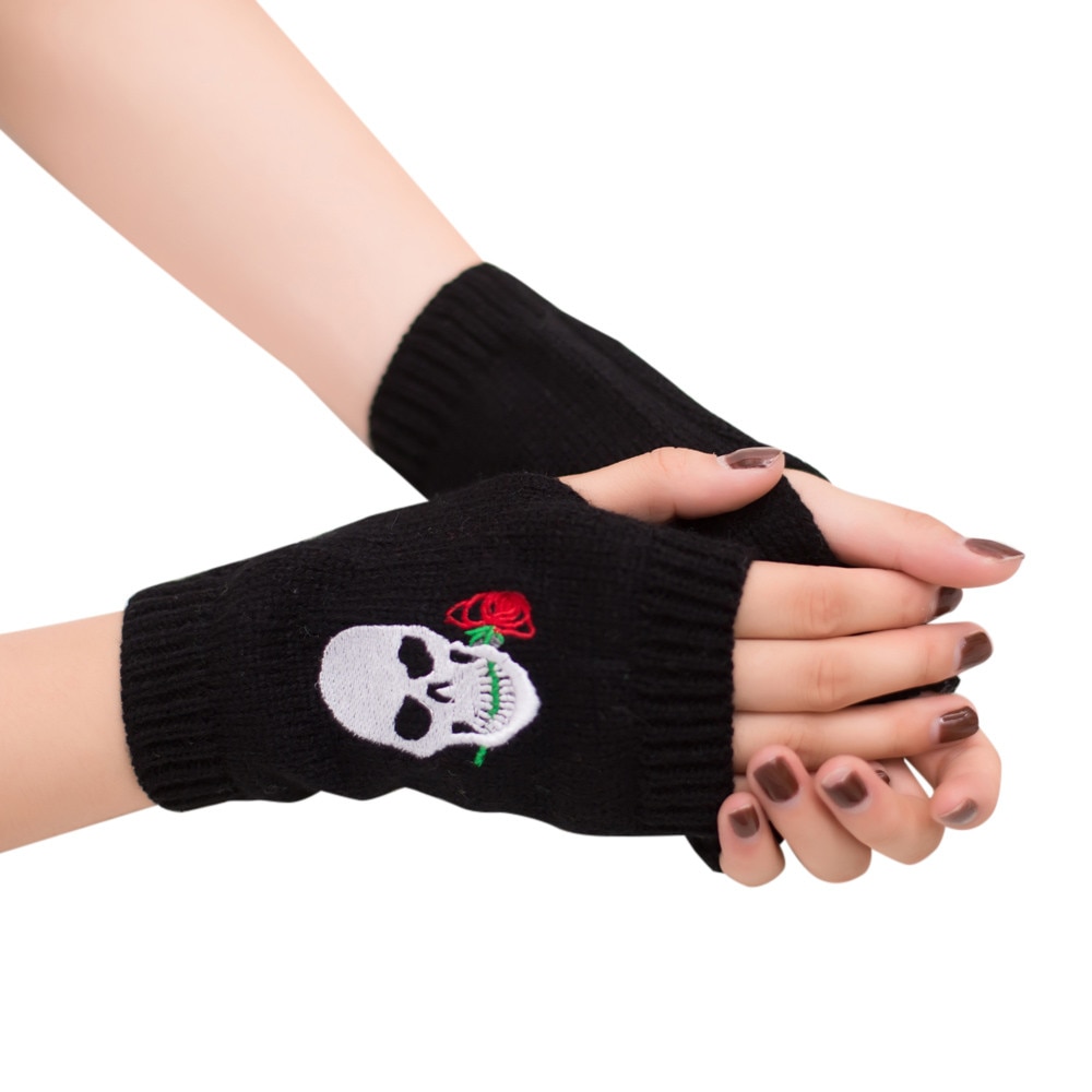 Fingerless Gloves Half Finger Knitted Mittens Winter Soft Unisex Basic Gloves
