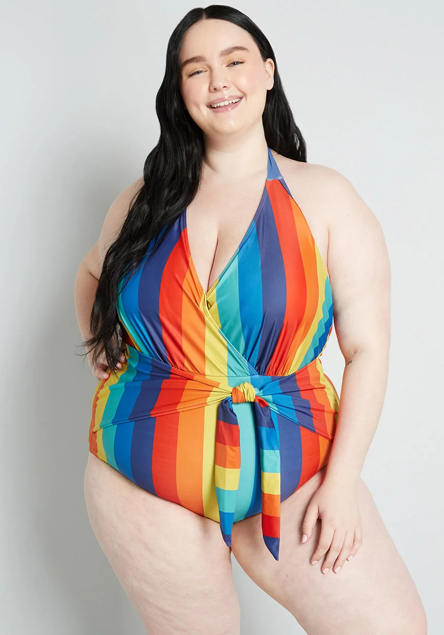 ModCloth x Collectif The Brooke One-Piece Swimsuit in Rainbow Stripes