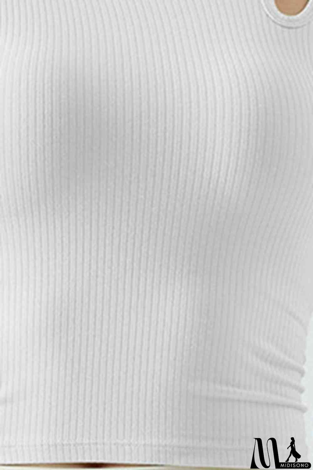 MidiSono - Ribbed Round Neck Sports Tank Top