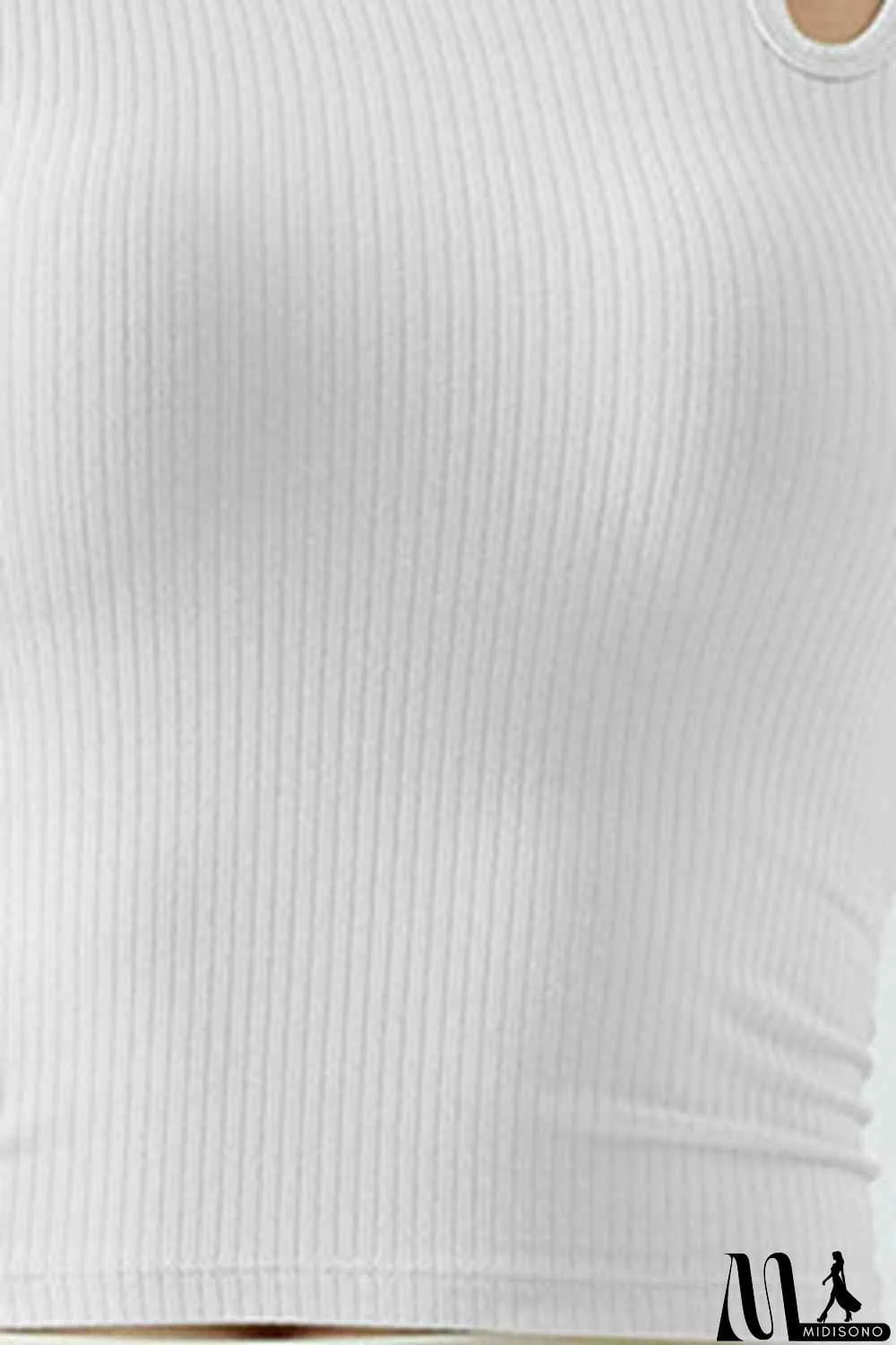 MidiSono - Ribbed Round Neck Sports Tank Top