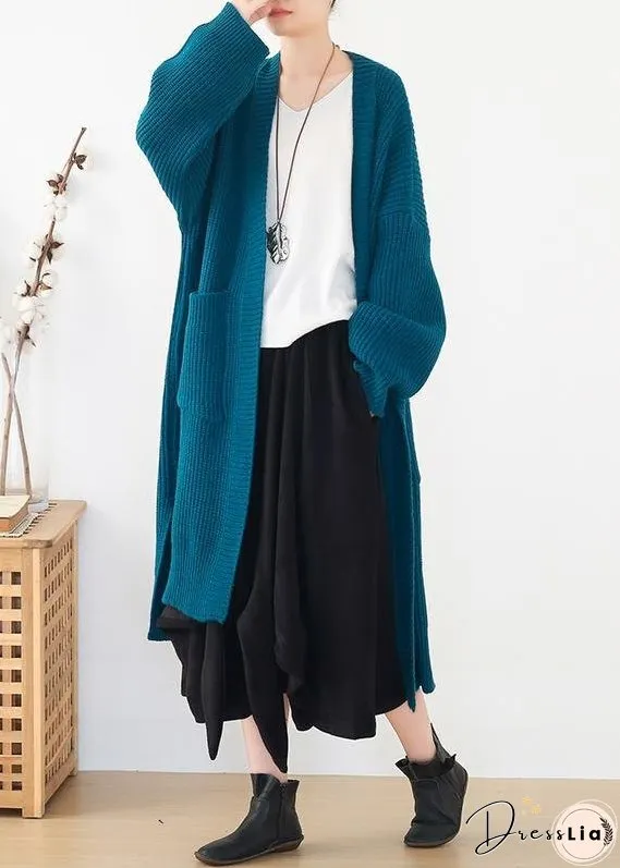 Oversized spring knit sweat tops oversize blue side open knitted cardigans