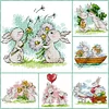 (Multi-Style) Rabbit - 14CT Stamped Cross Stitch 17*15cm(Brand)