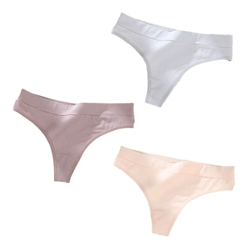 3Pcs/Lot Women's Cotton Thong Panties String Underwear Women Briefs Sexy Lingerie Pants Intimate Ladies Low-Rise G-String