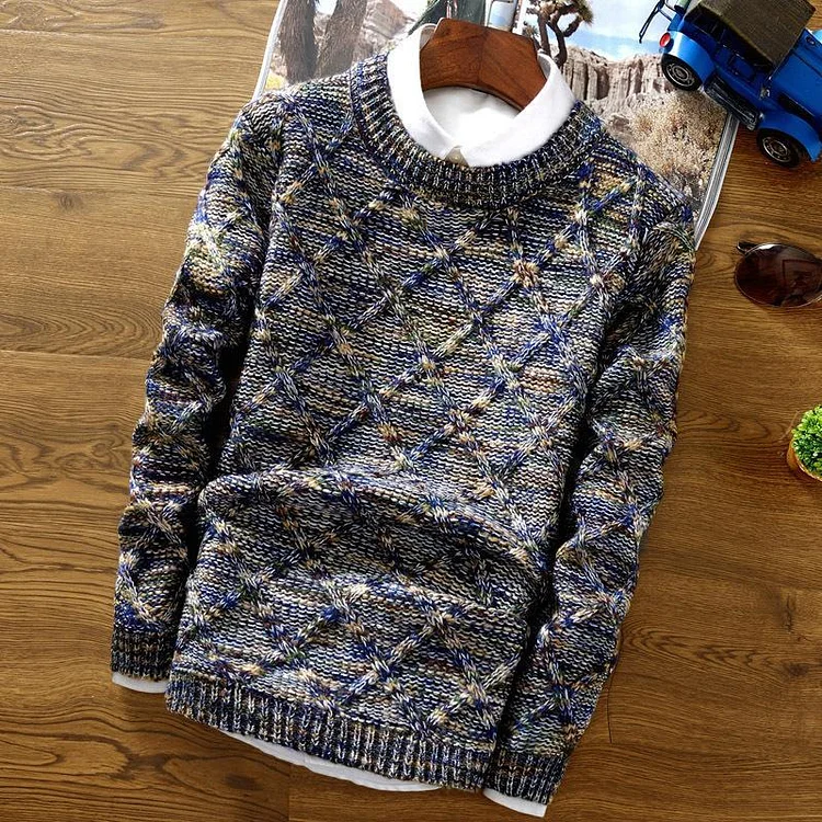 BrosWear Men's Rhombus Pullover Casual Sweater