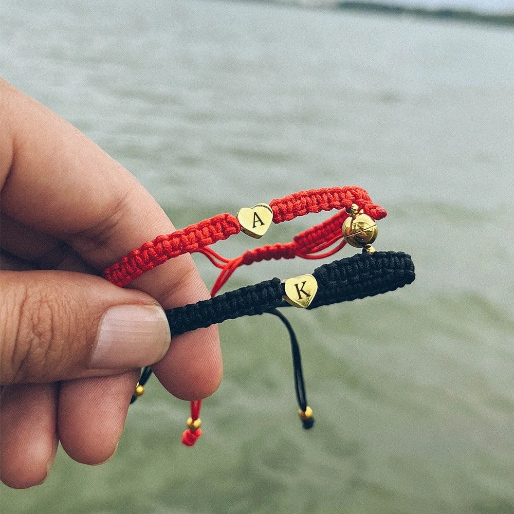 Personalized Heart Charm Bracelet Set