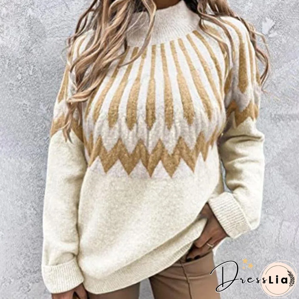 High Collar Ethnic Style Sweater