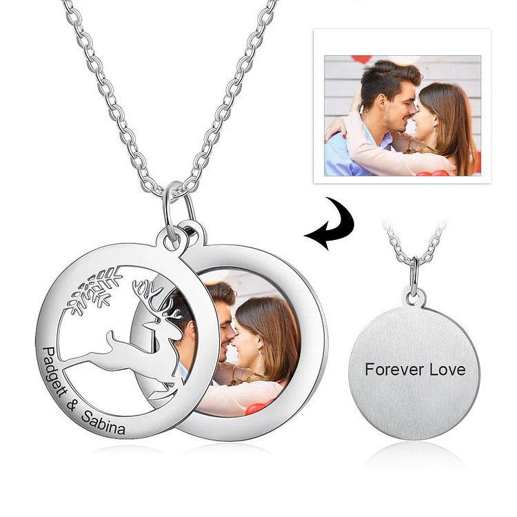 Christmas Custom Photo Tag Necklace With Birthstone And Engraving