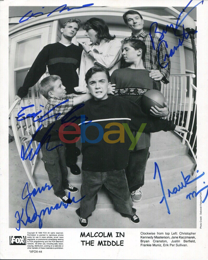 MALCOLM IN THE MIDDLE CAST SIGNED 8X10 Photo Poster painting X6 BRYAN CRANSTON FRANKIE MUNIZ rep