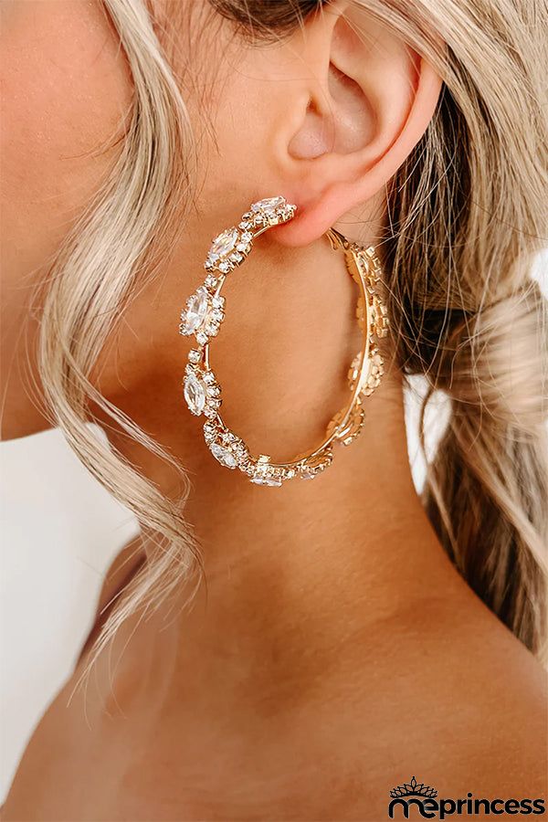 Textured Rhinestone Hoop Earrings