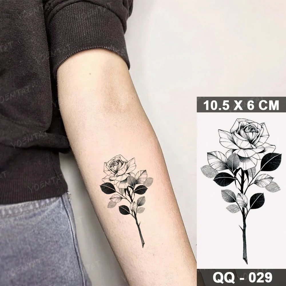 Sdrawing Plant Waterproof Temporary Tattoo Sticker Woman Girl Man Color Flower Flash Tatoo Ankle Body Art Transferable Fake Tatto