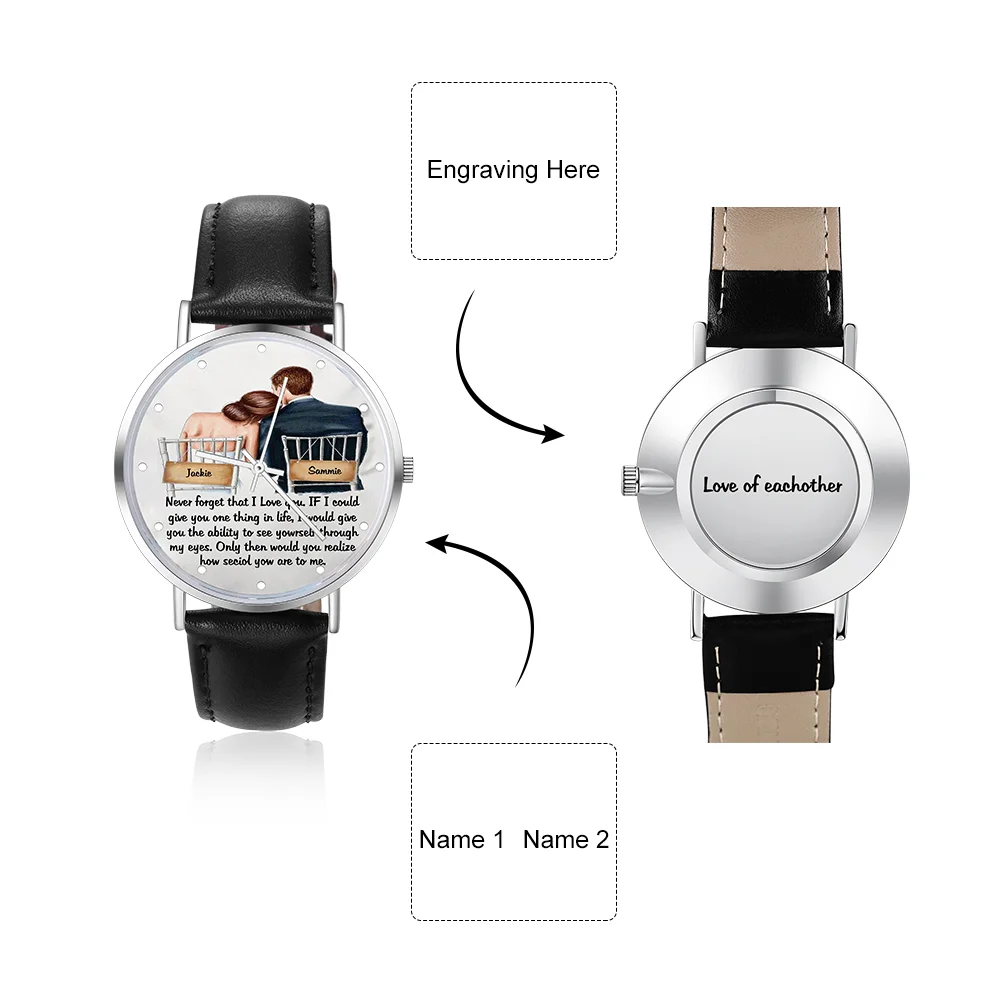 Fotogravierte Uhr Lederarmband Silber Zifferblatt Man Dame Wasserdicht m1-n2-t1 Kettenmachen