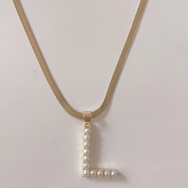 Elegant Luxurious Classic Style Letter Copper 14k Gold Plated Artificial Pearls Pendant Necklace In Bulk