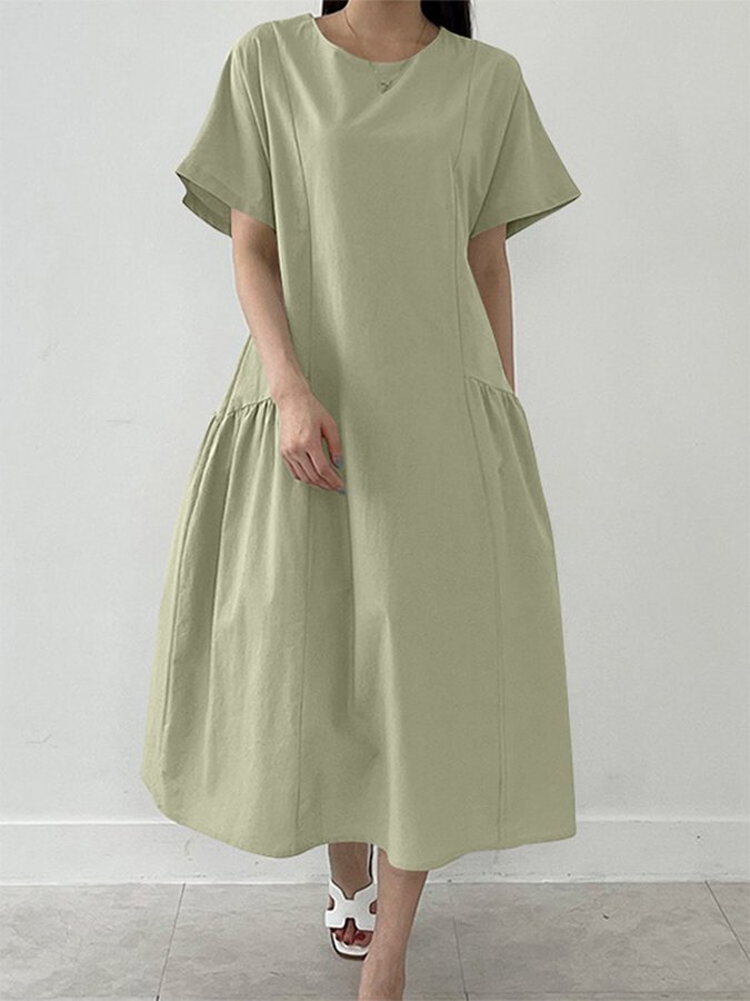 Women's Solid Ruffled Loose Dress