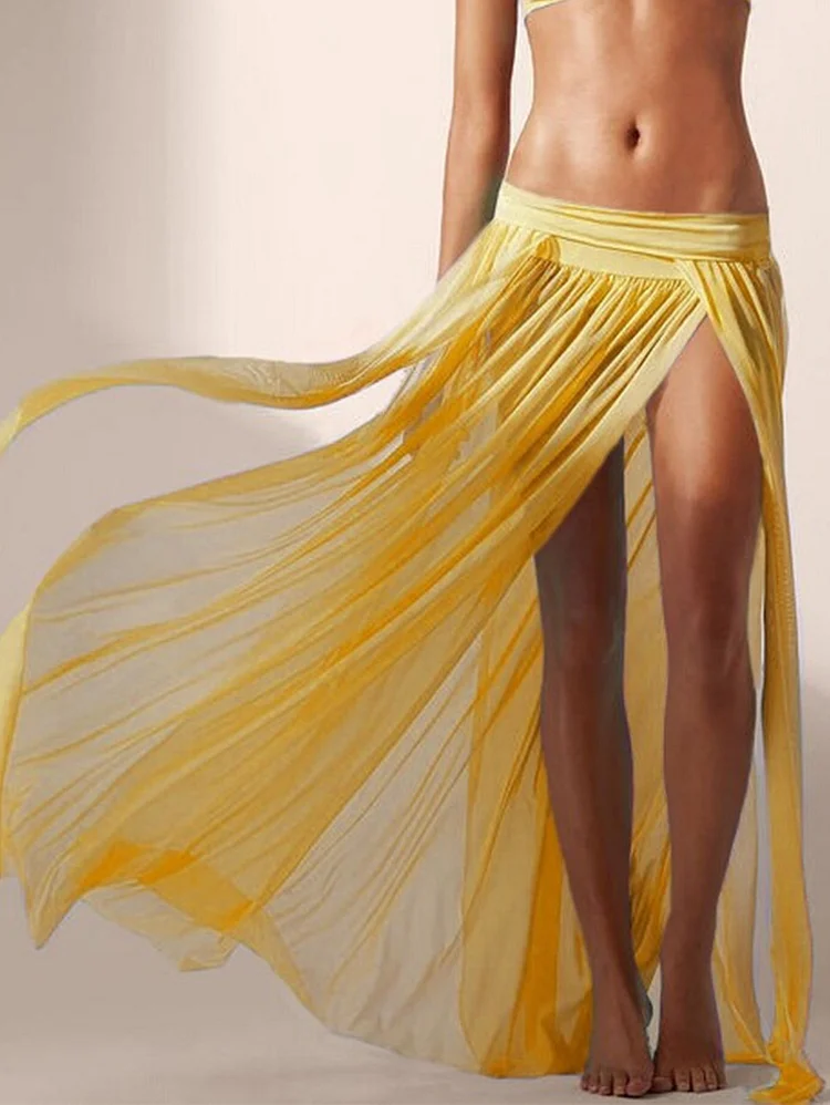 Vacation Sexy Bikini Cover Up Mesh Skirt
