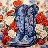 Diamond Painting-DIY Full Round Drill Flower Cowboy Boots（40*40CM)