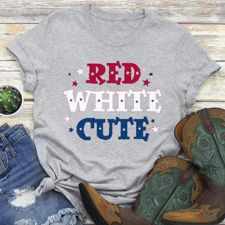 Red White Cute USA Flag T-shirt Tee --Annaletters