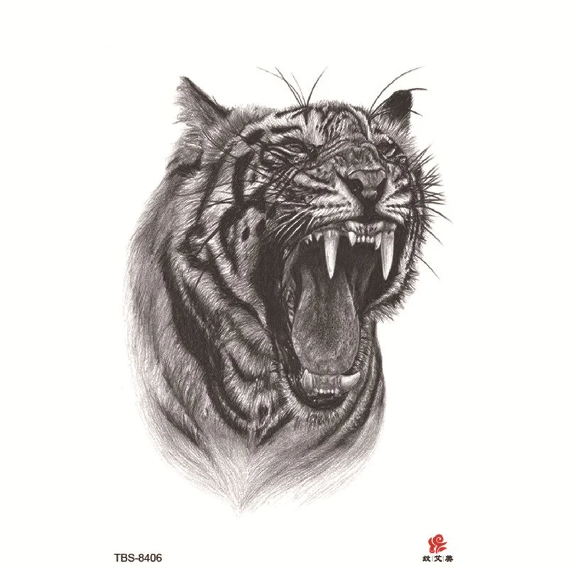 Sdrawing Temporary Tattoo Sticker Forest Lion Tiger Flash Tattoos Women Skeleton Skull Bodi Art Arm Fake Tatoo Men Body Woman