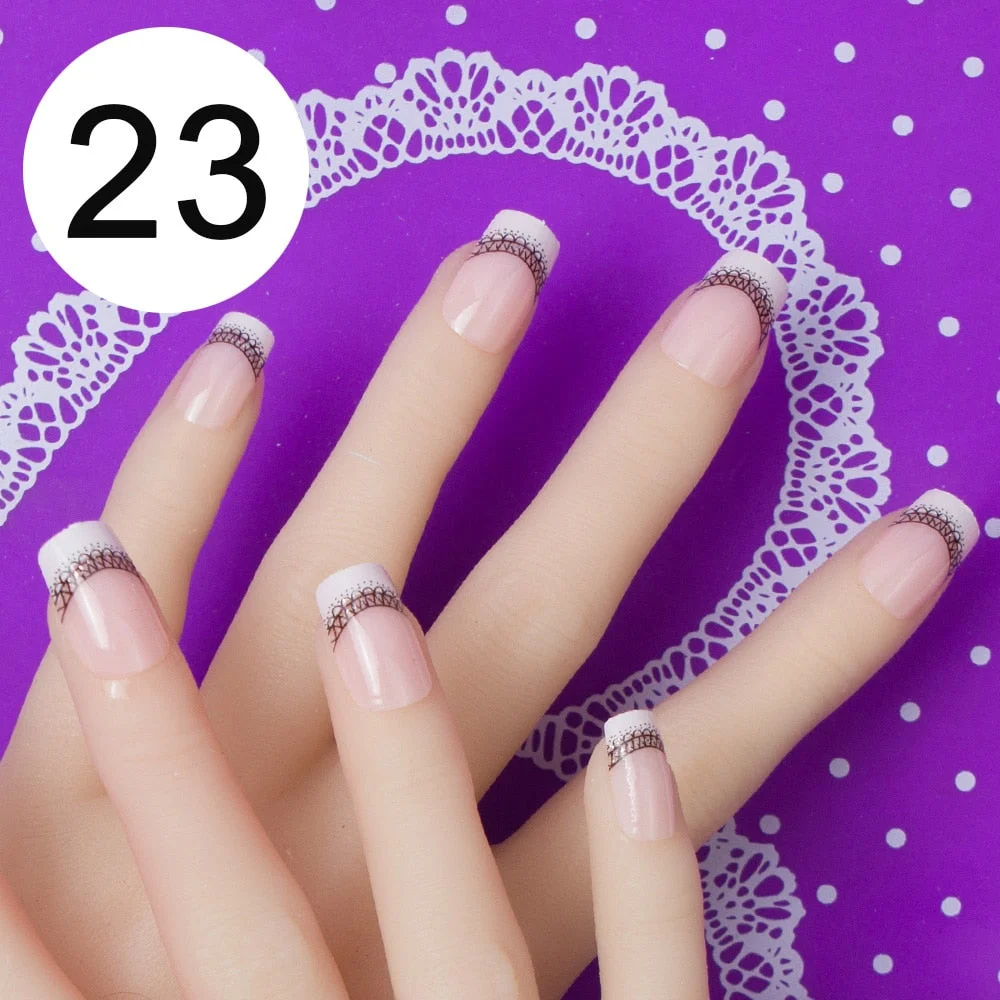 With 1 Piece Of Nail Adhesive Tape 24pcs/Box Press On Nail Art Tips Full Cover 10 Sizes False Nail Art Wedding Nails-Nail Inspo