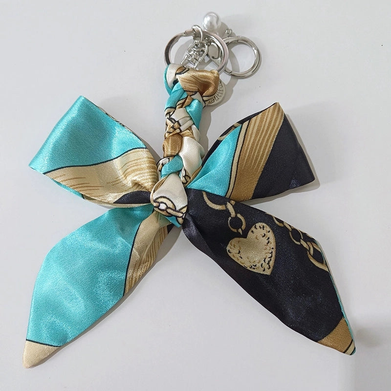 Sweet Minimalist Bow Knot Cloth Metal Unisex Bag Pendant Keychain