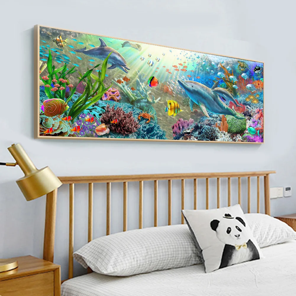 Diamond Painting - Full Round Drill - Ocean Dolphin(90*30cm)