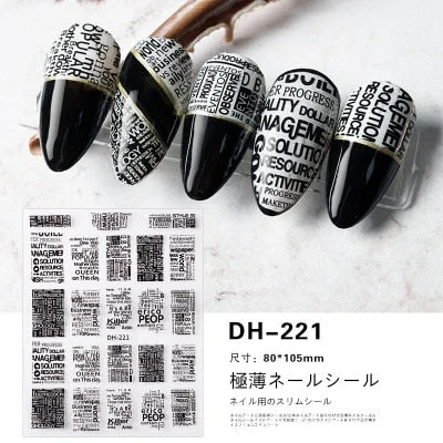 1PC Hollow 3D Nail Stickers Black White Wild Leopard Snake Star Letter Design Adhesive Decals Nail Art Decoration Tip Slider New-Nail Inspo