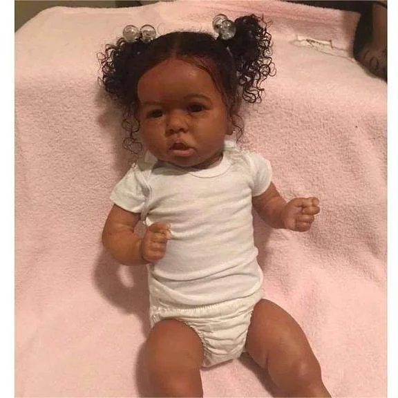 20" Realistic Reborn Toddler Baby Silicone Vinyl Doll Girl African American Kaiser with Lifelike Hand-Rooted Black Hair and Delicate Gift Ready Rebornartdoll® RSAW-Rebornartdoll®