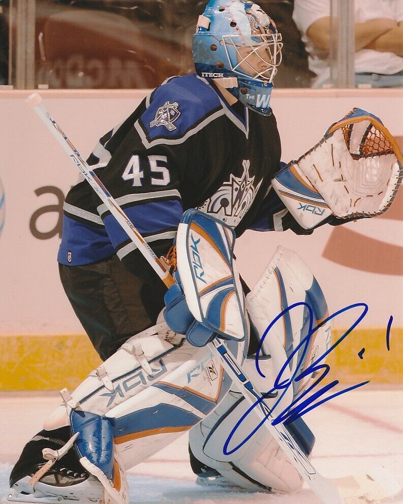 JONATHAN BERNIER SIGNED LOS ANGELES LA KINGS GOALIE 8x10 Photo Poster painting #2 Autograph