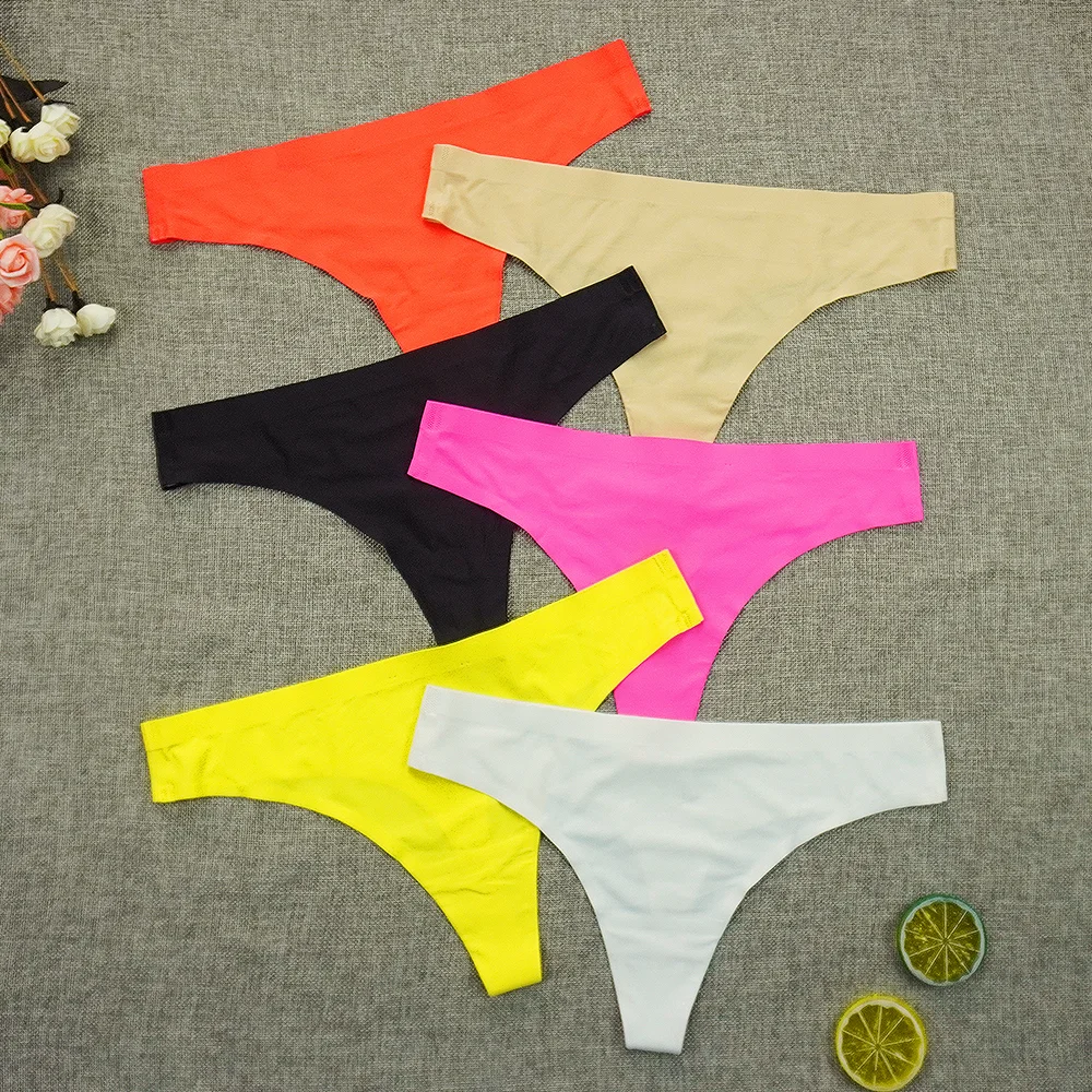 Billionm Sexy Seamless Thongs Ladies Ice Silk G-String Woman Sport Intimate Comfort Panties Female Underpants Plus Size S-4XL